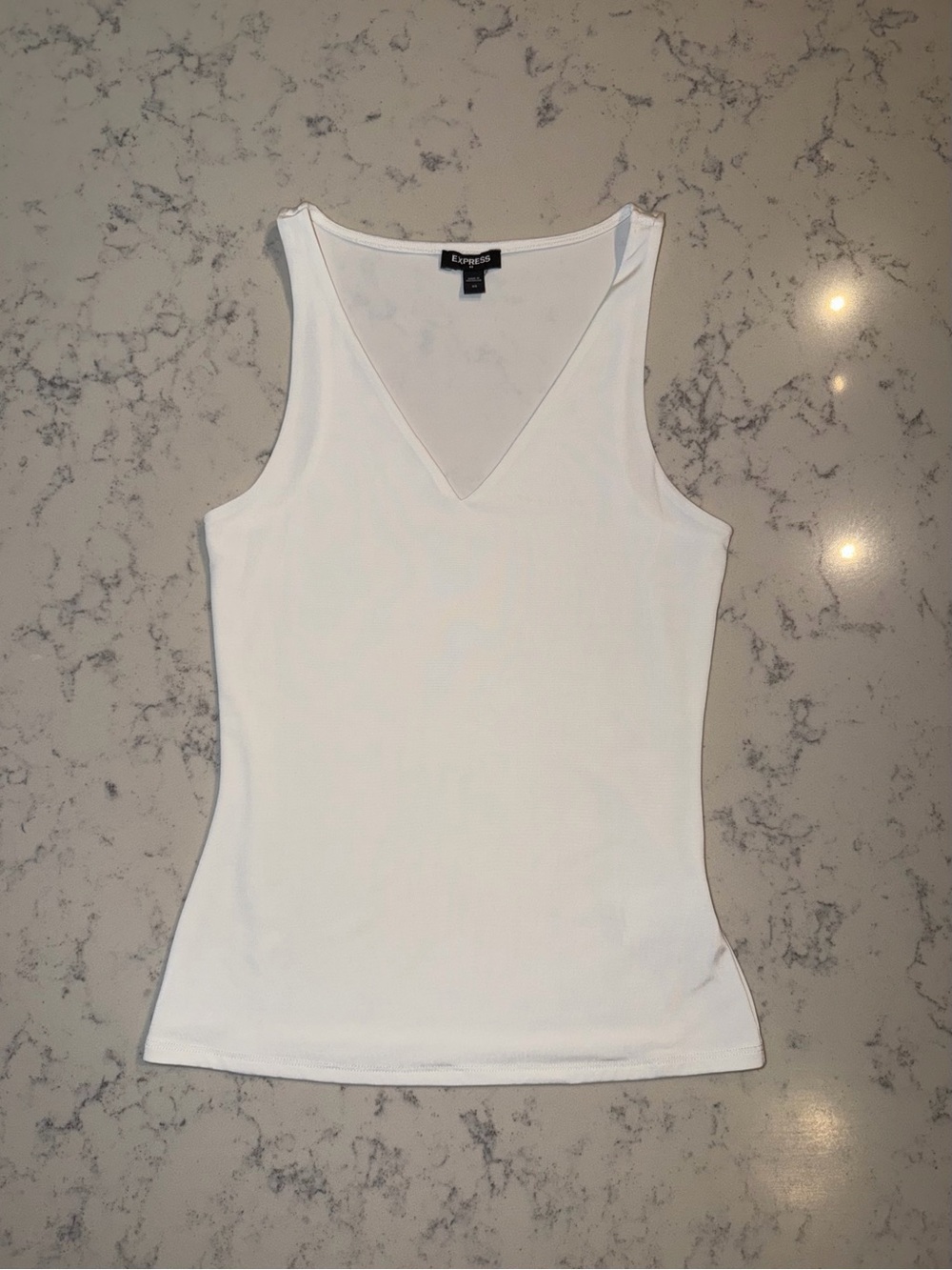 Express V-Neck Sleeveless Women's Sleeveless Shirt White - XS - Picture 2 of 5